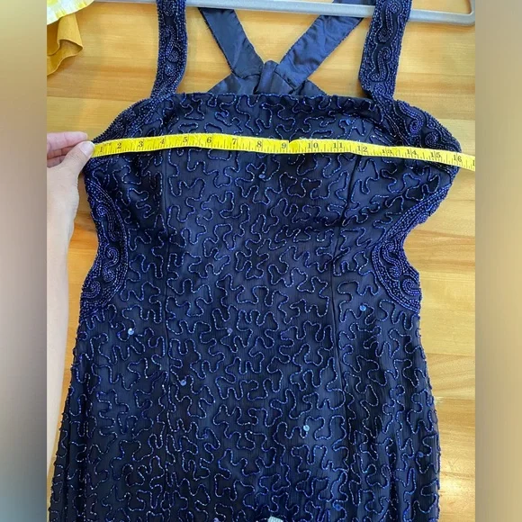 Scala navy blue beaded formal gown - Picture 12 of 16